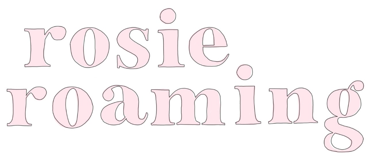 logo in pink letters "rosie roaming"