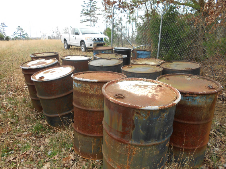 Fifteen rusted drums found at the waynesboro dump. 