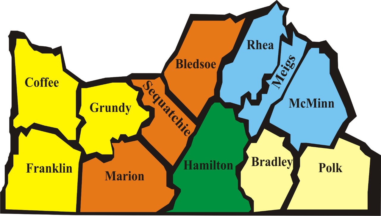Map of District Two Counties